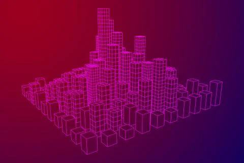 Mesh Cubes City Array Illustrazione stock