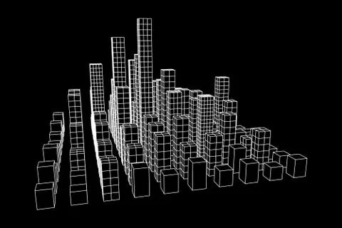 Mesh Cubes City Array 스톡 일러스트