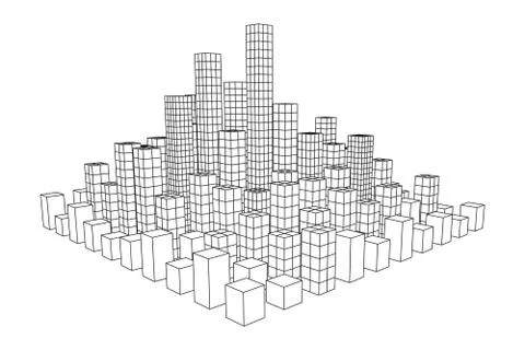 Mesh Cubes City Array Stock Illustration
