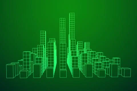Mesh Cubes City Array Stock Illustration
