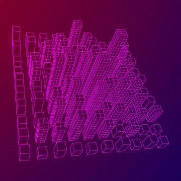 Mesh Cubes City Array 스톡 일러스트