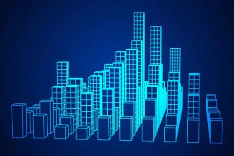 Mesh Cubes City Array 스톡 일러스트