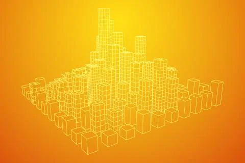Mesh Cubes City Array Stock Illustration