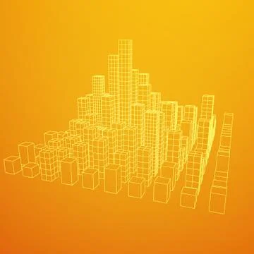 Mesh Cubes City Array Stock Illustration