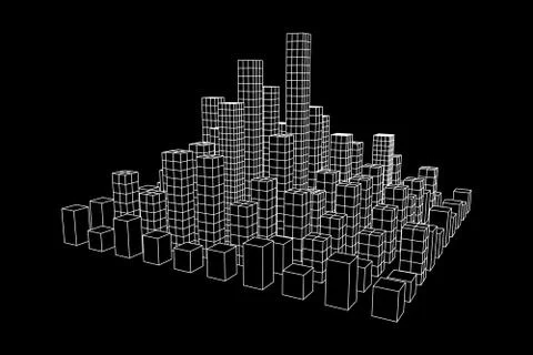 Mesh Cubes City Array Stock Illustration