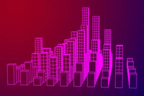 Mesh Cubes City Array Stock Illustration