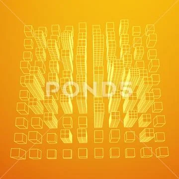 Mesh Cubes City Array Иллюстрация