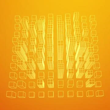 Mesh Cubes City Array 스톡 일러스트