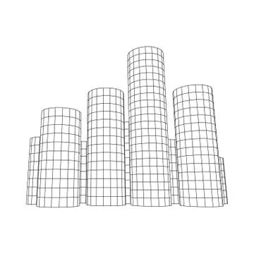 Mesh Cylinder City Array 스톡 일러스트