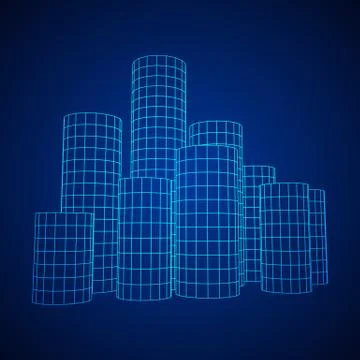Mesh Cylinder City Array Stock Illustration