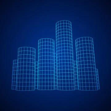 Mesh Cylinder City Array Stock Illustration