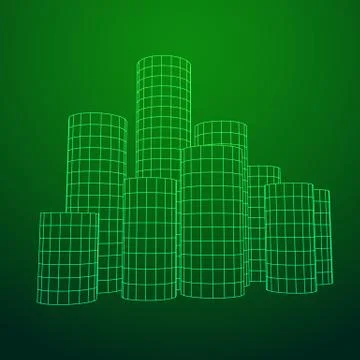 Mesh Cylinder City Array Illustrazione stock