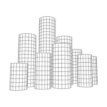 Mesh Cylinder City Array Stock Illustration