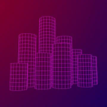 Mesh Cylinder City Array Stock Illustration