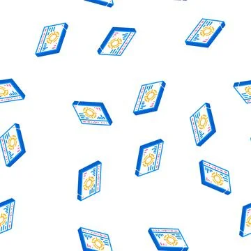 Mesh with different data isometric icon seamless pattern Stock Illustration