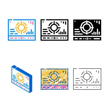 Mesh with different data minimal color icon vector 스톡 일러스트