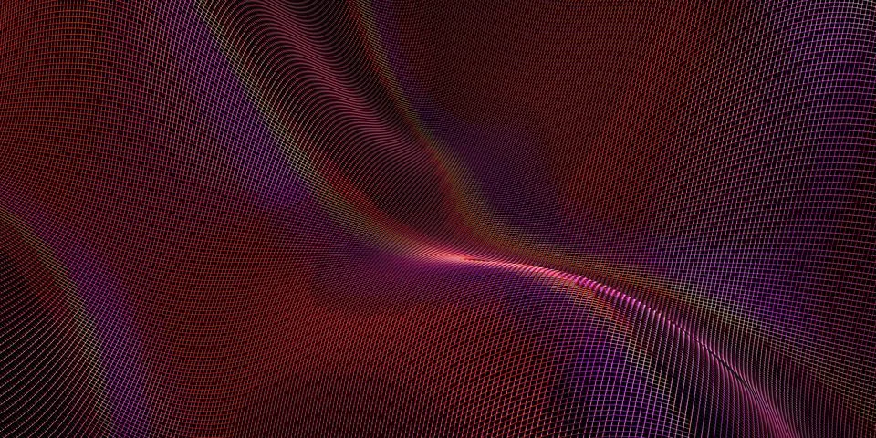 Mesh digital wave technology background Shiny reflective surface 3D illustrat Stock Illustration