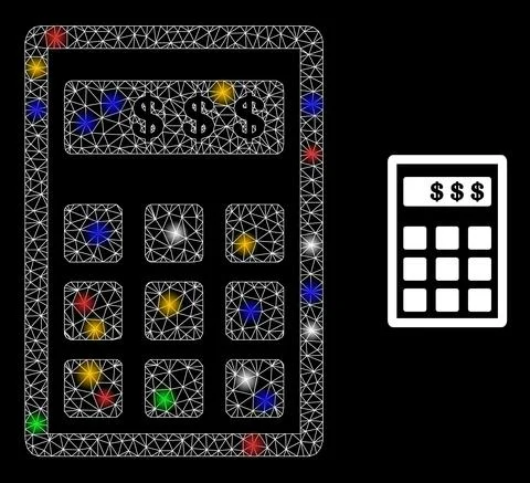 Mesh Dollar Calculator Constellation Icon with Colorful Flash Nodes Stock Illustration
