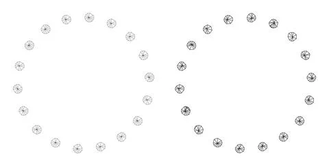 Mesh Dotted Circle Frame Icon Variants in Polygonal Wire Frame Vector Style Ilustración de archivo