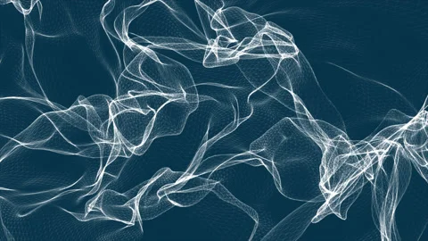 Mesh figures moving smoothly in space. Abstract dark blue background Stock Footage 148808177
