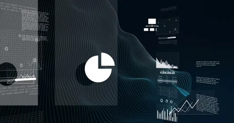 Mesh flowing over tech scene, cloud-laptop appearing, spawning charts over mesh Stock Footage 330331386