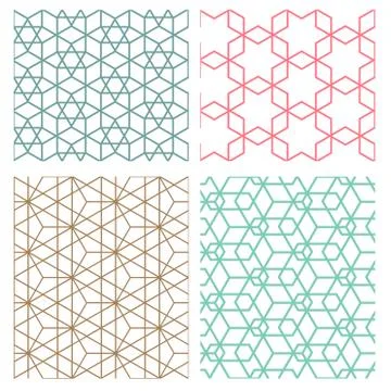 Mesh geometric seamless pattern in modern korean style Stock Illustration