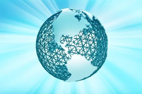 Mesh globe rays. metallic mesh globe and sunlights Stockillustratie