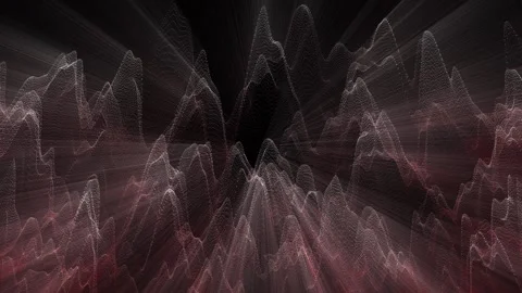 Mesh grid of green particles with light rays abstract black background Stock Footage 227391225