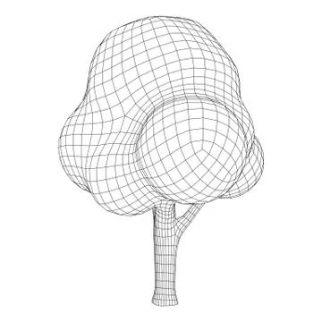 Mesh image of tree. Low poly background. Stock Illustration