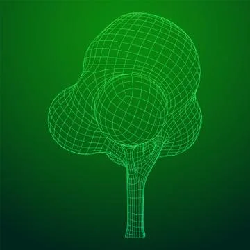 Mesh image of tree. Low poly background. Stock Illustration