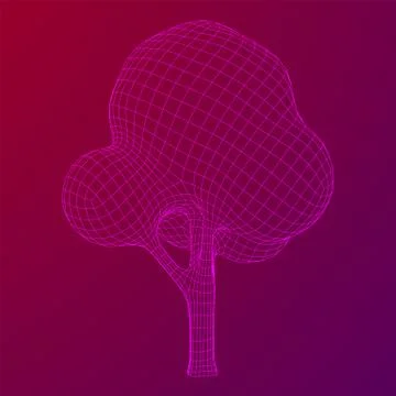 Mesh image of tree. Low poly background. Stock Illustration