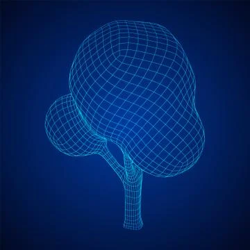 Mesh image of tree. Low poly background. Stock Illustration