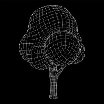 Mesh image of tree. Low poly background. Stock Illustration