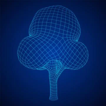 Mesh image of tree. Low poly background. Stock Illustration