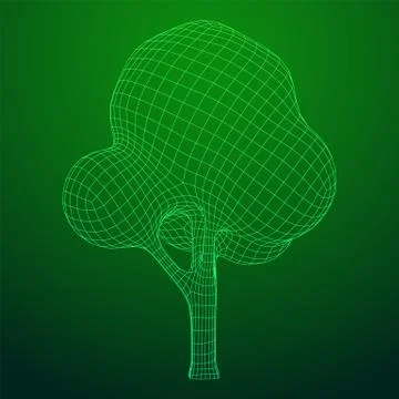 Mesh image of tree. Low poly background. Stock Illustration