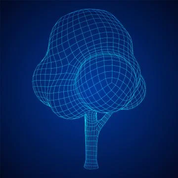 Mesh image of tree. Low poly background. Stock Illustration