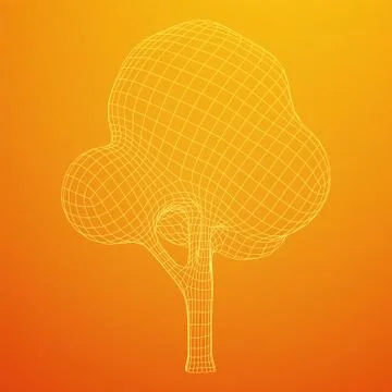 Mesh image of tree. Low poly background. Stock Illustration