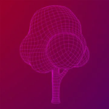 Mesh image of tree. Low poly background. Stock Illustration