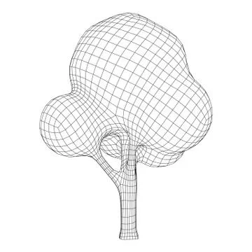 Mesh image of tree. Low poly background. Stock Illustration