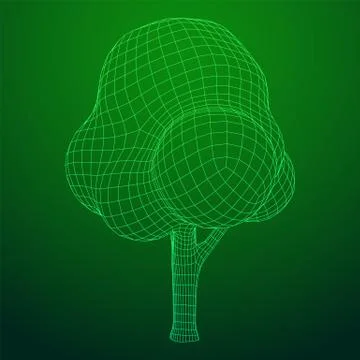 Mesh image of tree. Low poly background. Stock Illustration