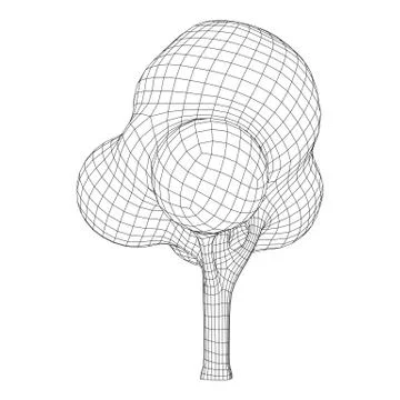 Mesh image of tree. Low poly background. Stock Illustration