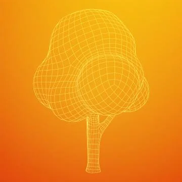 Mesh image of tree. Low poly background. Stock Illustration