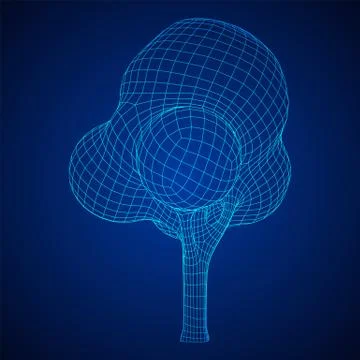 Mesh image of tree. Low poly background. Stock Illustration