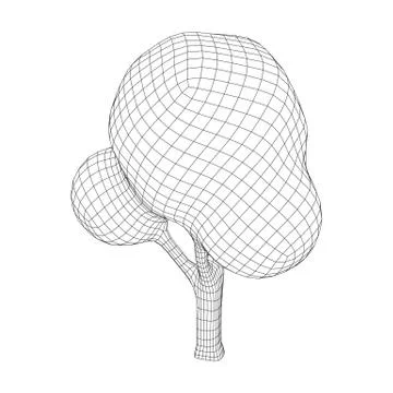 Mesh image of tree. Low poly background. Stock Illustration