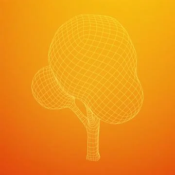 Mesh image of tree. Low poly background. Stock Illustration