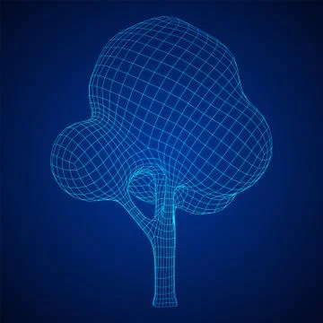 Mesh image of tree. Low poly background. Stock Illustration