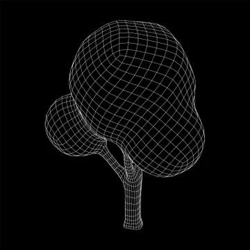 Mesh image of tree. Low poly background. Stock Illustration