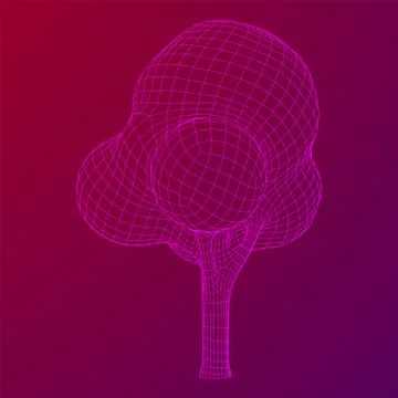 Mesh image of tree. Low poly background. Stock Illustration