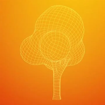 Mesh image of tree. Low poly background. Stock Illustration