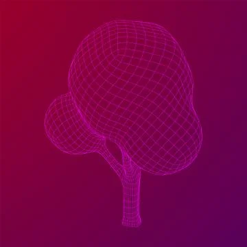 Mesh image of tree. Low poly background. Stock Illustration